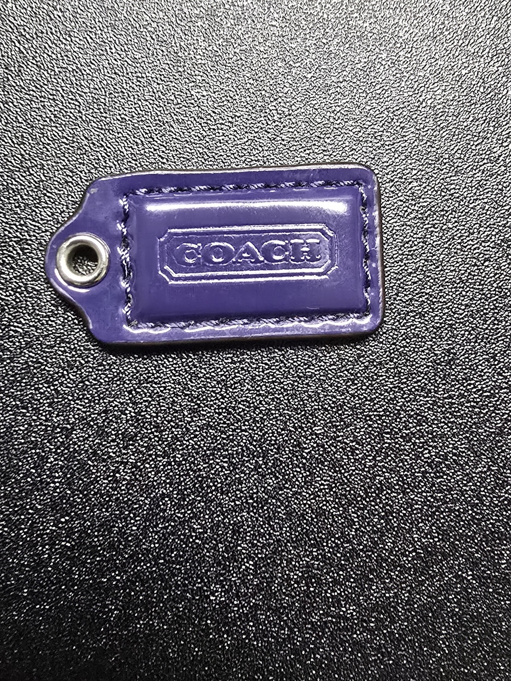 Coach Purple Leather Key/Card Holder Tag